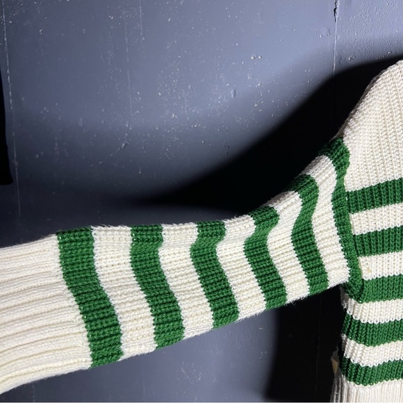 Madewell Sweater Womens M Cream Ribbed Green Striped Wide Turtleneck size XS - Picture 7 of 12